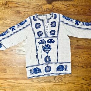 Zara - White and Blue Swim Coverup